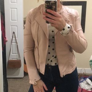 Baby pink leather jacket